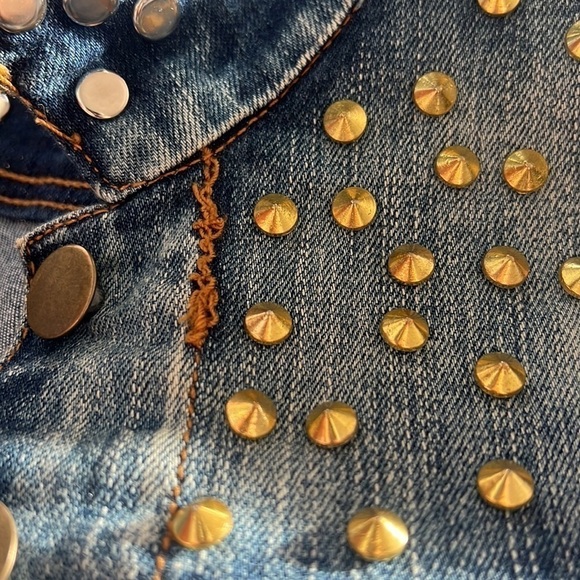 Point 5 Gold Studded Denim Jean Jacket XS - Picture 8 of 8